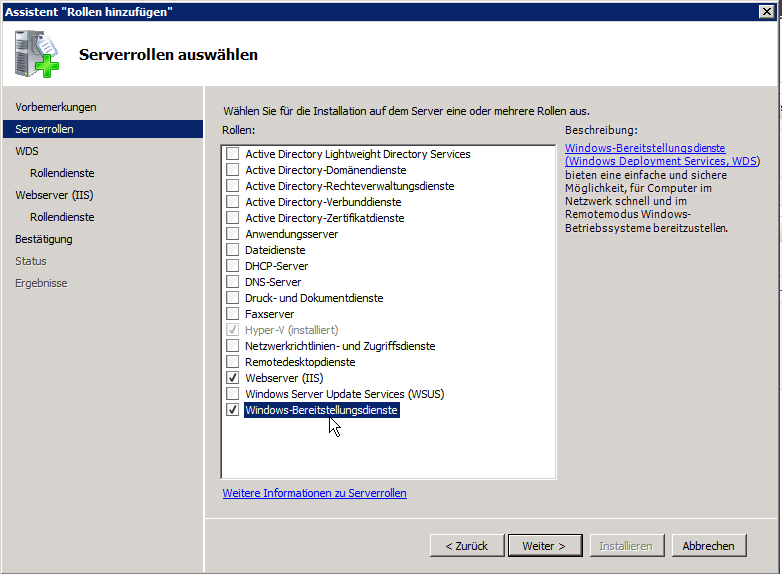 PXE-BootServer auf Basis WDS 2008R2  für die XenClient-Installation installieren
