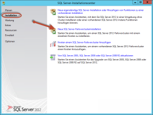 Installation SQL-Server erster Node01